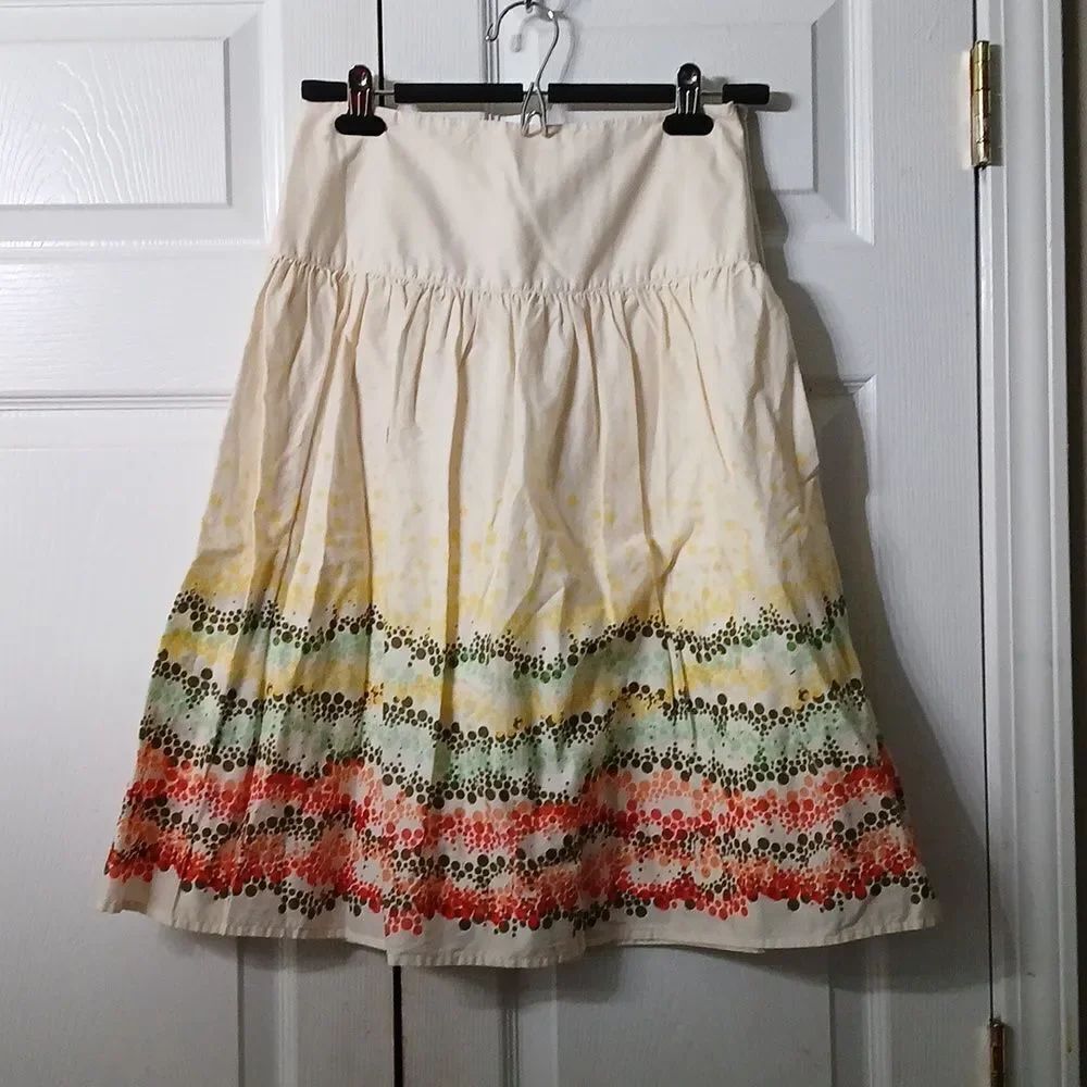 J.Jill pleated midi multicolor polka dot skirt  Sz 4